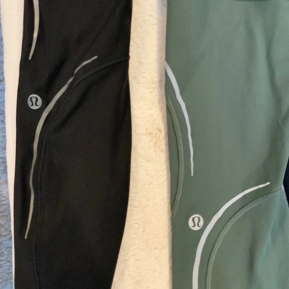 Lululemon 3 pair Leggings Black Green Blue Active Normcore Balletcore Dainty
